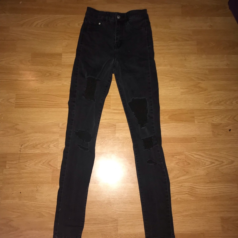 high waist ripped jeans